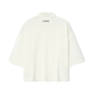 Men's trendy Oversized Cropped Polo <b>Sweatshirt</b> Men 3/4 Sleeve Cotton Pique Premium Streetwear OEM Casual Fashion men Top - Product Image 6