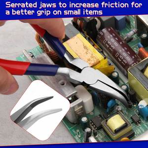 Mini Bent Chain Nose Pliers Stainless Steel Serrated Jaw Precision Tool Gripping Bending <b>Wire</b> Jewelry Making <b>Craft</b> Repair - Product Image 5