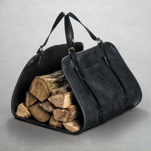 Sac en cuir pour le transport et le rangement du bois de chauffage, idéal comme cadeau - Product Image 2