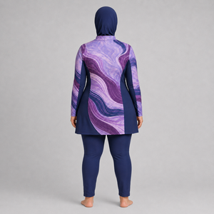 Conjunto de Burkini Moderno para Mujer, Traje de Baño Musulmán de Cobertura Completa, Secado Rápido, Transpirable, Logotipo Personalizado, Venta al Por Mayor - Product Image 6