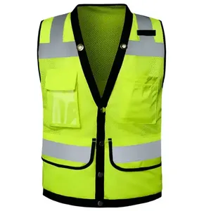 Custom Safety Vest with Reflective <b>Strips</b> Adjustable Sizes Durable Polyester <b>Fabric</b> Safety Vest - Product Image 4