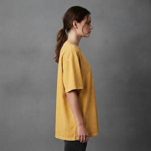 New Arrived 220gsm 100% Cotton Eco-Friendly Breathable Summer Fashionable Regular Fit Solid <b>Yellow</b> Comfortable Custom Silk - Product Image 5