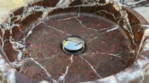 Lavabo de Lujo Redondo de Mármol Rojo Levanto, Lavabo de Baño de Piedra Natural, Lavabo de Encimera, Lavabo Hecho a Mano - Product Image 3