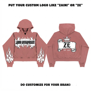 Sudadera con Capucha Extra Grande de Felpa de Algodón Ecológico de 400 g para Hombre, Color Rosa Polvoriento, Impresión Personalizada, Marca Privada OEM - Product Image 1