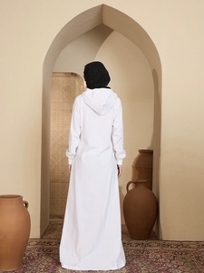 Oferta Especial: Abaya Saudí Tradicional Islámica para Mujer, Moderna y Hermosa, de Poliéster Transpirable, Largo hasta el Tobillo, para Primavera - Product Image 6