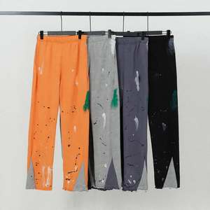 Pantalones Casuales de Hombre con Corte Acampanado y Dobladillo Abierto, Pantalones Deportivos de Alta Calidad con Cintura Elástica y Cordón, 100% Algodón - Product Image 1