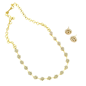 14K Gold Plated Pearl Designer Christian Necklace and Earring Set for Party - Product Image 3