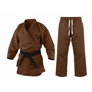Uniforme de Karate para Niños Hecho a Medida, Algodón Marrón, Corte Regular, Elástico, Ligero, Transpirable, Kit de Ropa para Artes Marciales - Product Image 1