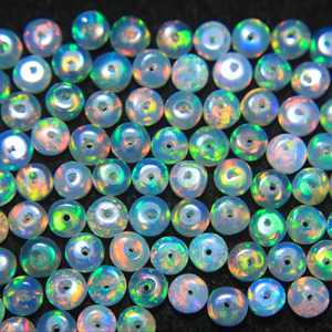 Perles d'opale naturelle éthiopienne de qualité AAA, pierre de naissance d'octobre, perles rondelles lisses avec jeu de couleurs pour la fabrication de bijoux - Product Image 1