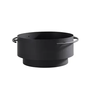 Brasero d'extérieur rond en métal pour feu de bois, foyer portable pour jardin et patio avec poignées - Product Image 1