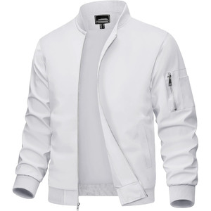 Blouson bomber bleu foncé pour homme, fermeture éclair, col montant, coupe décontractée, coupe-vent, vêtement d'extérieur d'automne, coupe régulière, matière polyester - Product Image 2
