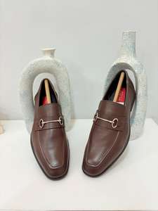 Chaussures habillées pour hommes à lacets, plateforme, double boucle, bout carré, en cuir véritable, semelle en caoutchouc TPR - Product Image 4