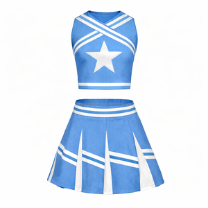 Conjunto de Uniforme de Porristas de Alto Rendimiento con Paneles de Malla Transpirable, Tela Antipilling y Degradado de Color con Pedrería - Product Image 3