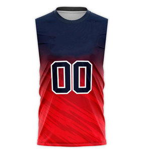 Conjunto de Camiseta de Baloncesto Personalizada con Impresión por Transferencia de Calor, 100% Poliéster, Sin Mangas, Absorbe la Humedad, Protección UV, Degradado Rojo, para Hombre - Product Image 2