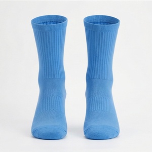 Crew <b>Socks</b> Solid Blue 100% Cotton Breathable Knitted Regular Fit Adults Daily Wear Spring Season - Product Image 1