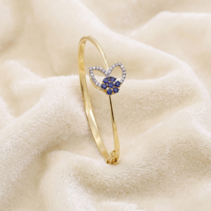 Pulsera Articulada de Plata de Ley 925 Bañada en Oro Amarillo con Zafiro Azul Natural y Diamantes, Joyas Memoria, Venta al por Mayor - Product Image 4