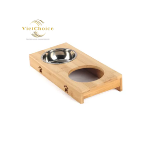 Comedero Elevado de Madera para Perros y Gatos con Dos Tazones de Bambú Vietchoice - Product Image 4