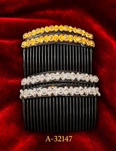 Elegante Peineta de Acetato con Diseño de Hojas y Decoración de Diamantes de Imitación A-32143, Accesorio de Alta Calidad para el Cabello de Novia - Product Image 5