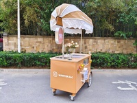 Chariot alimentaire mobile moderne personnalisé Eto170cm avec réfrigérateur, auvent pliable pour la vente de café, de glaces et de snacks en extérieur