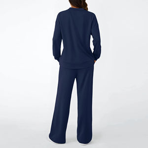 Conjuntos Deportivos Casuales para Mujer con Cintura Alta Elástica, Logotipo Personalizado al por Mayor, Corte Holgado, Conjuntos de Dos Piezas para Primavera - Product Image 3