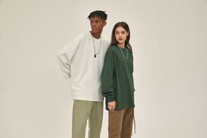 เสื้อสเวตเตอร์คอกลมทรงโอเวอร์ไซส์สำหรับผู้ชาย สีพื้น ผ้าฝ้ายถัก 100% สวมใส่สบายๆ ในฤดูใบไม้ร่วง ทรงปกติ - Product Image 5