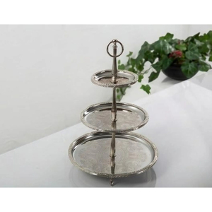 Support à gâteau argenté le plus vendu pour table de desserts de mariage, présentoir créatif rétro pour gâteaux et décorations de table de mariage - Product Image 1