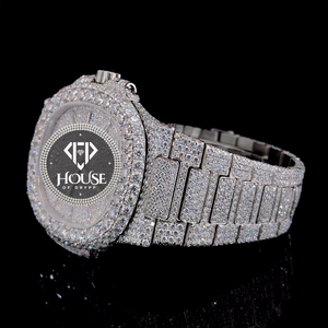 Reloj de Lujo para Hombre con Caja Cuadrada Analógica, Correa de Acero Inoxidable y Diamantes Moissanite Redondos con Corte Brillante VVS - Product Image 4