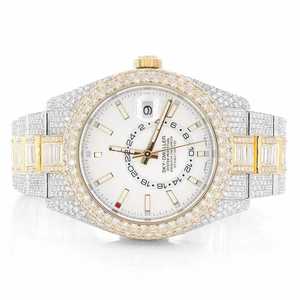 Luxury <b>Iced</b> <b>Out</b> Moissanite <b>Watch</b> Two Tone Gold Silver Automatic Mechanical Diamond Style Wristwatch - Product Image 1