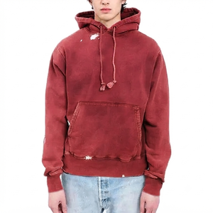 Sudadera con Capucha Oversize Roja para Hombre, 100% Algodón French Terry Lavado, Diseño Casual con Bolsillos, Antipilling, Estilo Otoñal - Product Image 1
