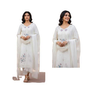 Haut et bas en viscose cristalline de qualité supérieure associés à un dupatta en organza riche et lourd pour un style shalwar kameez classique - Product Image 1