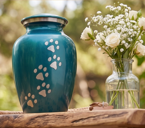 Urnes funéraires artisanales pour animaux de compagnie, urnes de créateur de haute qualité avec empreinte de patte, couleur bleue, urne funéraire en gros, plusieurs tailles, décoration commémorative - Product Image 4