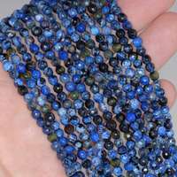 Perles d'agate de feu naturelle bleu foncé, facettées, rondes, lisses et polies, pour la fabrication de bijoux, vente en gros