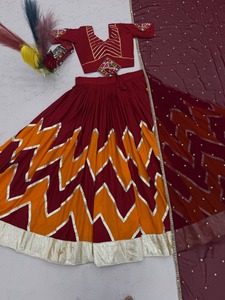 Conjunto de Lehenga Choli Étnico de Algodón Rion para Bodas, Completamente Cosido, para Mujer - Product Image 3