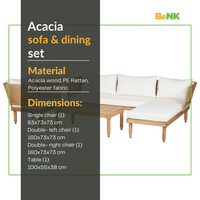 Ensemble de salon en rotin polyacacia moderne BeNK, canapé de salle à manger pour terrasse extérieure, cour, villa, salon et parc, idéal pour les hôtels