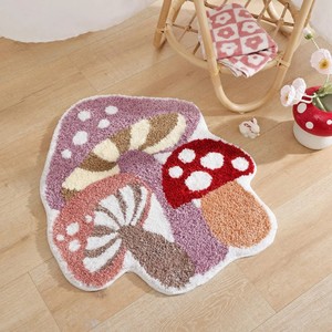 Alfombra de Baño de Algodón con Diseño de Hongos, Forma Novedosa, Base Antideslizante de Goma, para Uso Doméstico - Product Image 2