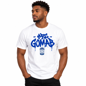 เสื้อยืดผู้ชายสีขาวพีเบต้าซิกมาพร้อมลายกราฟฟิตี้ GOMAB พิมพ์ลายกราฟฟิตี้แขนสั้นคอกลมลำลองสำหรับกลุ่มนักศึกษา - Product Image 1