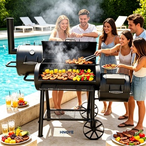 <span class=keywords><strong>Barbecue</strong></span> fumoir au charbon de bois avec roues et thermomètre pour les fêtes en plein air dans la cour - Product Image 6