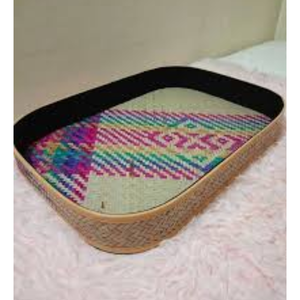 Bandeja de Servir Shetal Pati Hecha a Mano con Asas de Fibra Natural de Murta, Ecológica, Ligera, Diseño Étnico de Lujo, Bangladesh, Cumpleaños - Product Image 5