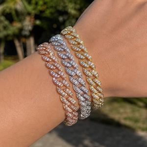 925 <b>Silver</b> Yellow Cuban Chain Link Bracelet with Moissanite Diamond 7MM Hip Hop Jewelry <b>for</b> <b>Men</b> and Women diamond luxury gifts - Product Image 4