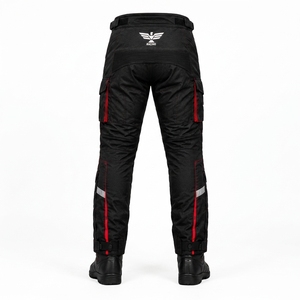 Unisex <b>Black</b> Motorcycle Racing Pants with Red Accents Breathable Design Polyester/Nylon Fabric Air <b>Vent</b> for All Seasons Wear - Product Image 4