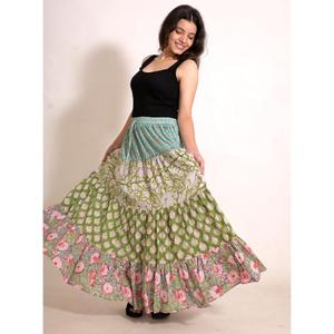 Handmade Breathable Casual Cotton Printed Patchwork Boho Wrap Design Eco-Friendly High Quality <b>Long</b> Maxi <b>Skirt</b> for Women Ethnic - Product Image 2