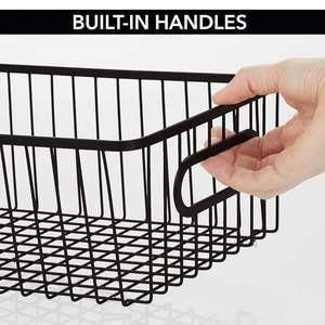 Panier de rangement en métal thermolaqué, bac en fil métallique durable pour l'organisation des placards et des armoires à domicile - Product Image 2