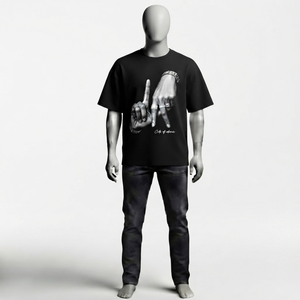 T-shirt noir surdimensionné personnalisé en gros pour hommes, style streetwear, imprimé graphique, manches courtes, en coton - Product Image 1