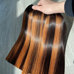 Extensions de cheveux 100% naturels vierges vietnamiens, tissage en dentelle, lisses comme des baguettes, couleur café piano, super double drawn, prix de gros - Product Image 1