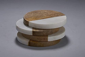 Posavasos de madera modernos y lujosos, redondos y cuadrados, de madera y mármol, para uso en el hogar, la oficina o la mesa, posavasos de piedra de Blossom Craft Ind. - Product Image 2