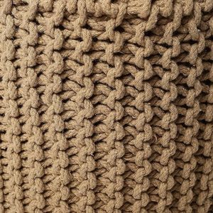 Pouf Dori élégant en coton tressé, tricoté à la main, style câblé, rouge, fait et cousu à la main, véritable pièce unique pour s'asseoir - Product Image 2