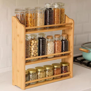 Boîte de rangement à épices en bois massif de qualité supérieure avec cuillère – Organisateur de cuisine gravé sur mesure – Fournisseur Alibaba Gold en gros - Product Image 1