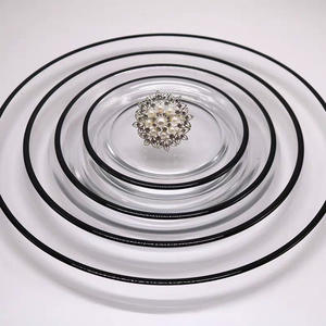 Assiettes de présentation de luxe transparentes or et noir pour occasions festives – Vente en gros - Product Image 4