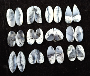 Natural Dendrite Opal Pair Loose Gemstone Cabochons Faceted Stones Wholesale Supplier Crystals Minerals Bulk Export - Product Image 6