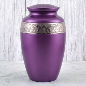 <b>Red</b> and Gold Brass Adult Cremation Urn with glossy surface and Leaf Pattern for Human Ashes, Funeral Memorial Urn - Product Image 2